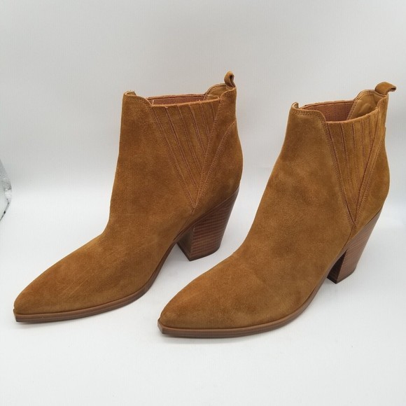 Marc Fisher Womens Brown Suede  Pointed Toe Block Heel Gadri Booties - Picture 4 of 6